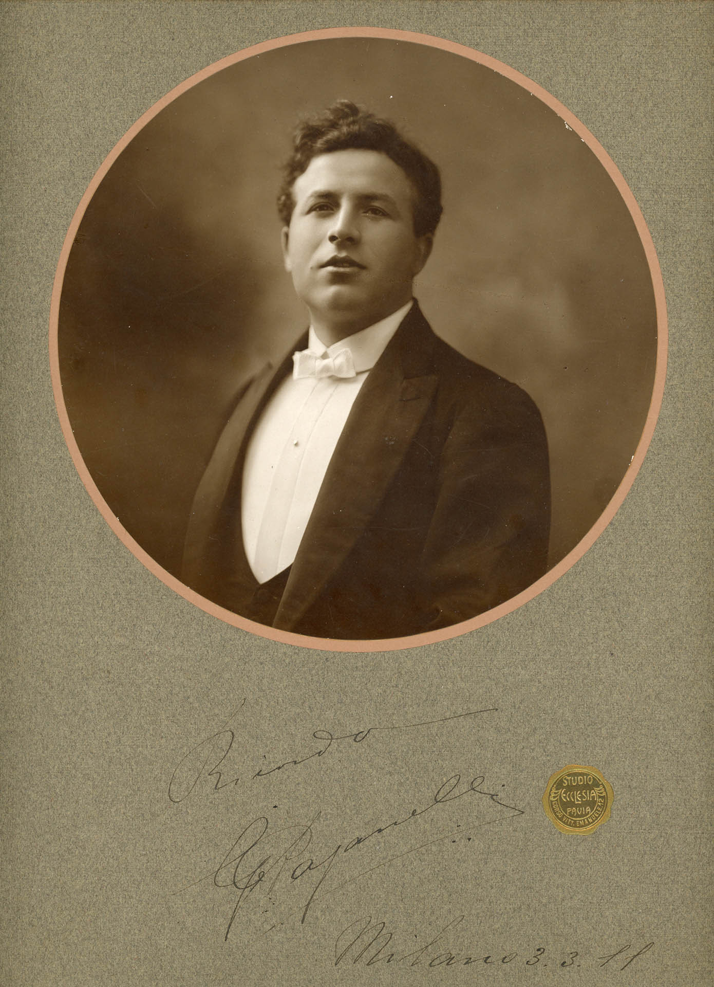 Studio Ecclesia, ritratto del tenore Giuseppe Paganelli. Pavia, 1911 © FIAF